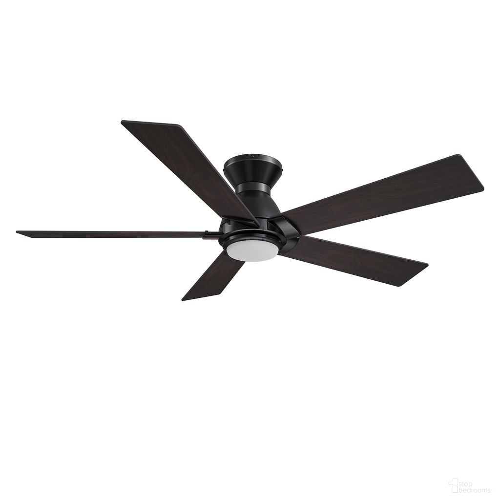 Ascender 48 Inch 5-Blade Flush Mount Smart Ceiling Fan with LED Light and Remote In Walnut and Black