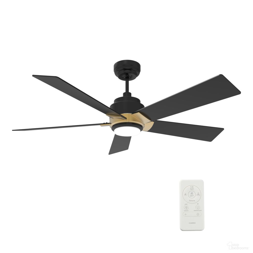 Ascender 52 Inch 5-Blade Flush Mount Smart Ceiling Fan with LED Light and Remote In Black and Gold