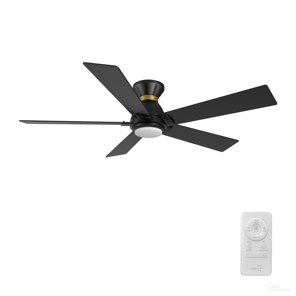 Ascender 52 Inch 5-Blade Flush Mount Smart Ceiling Fan with LED Light and Remote In Gold and Black