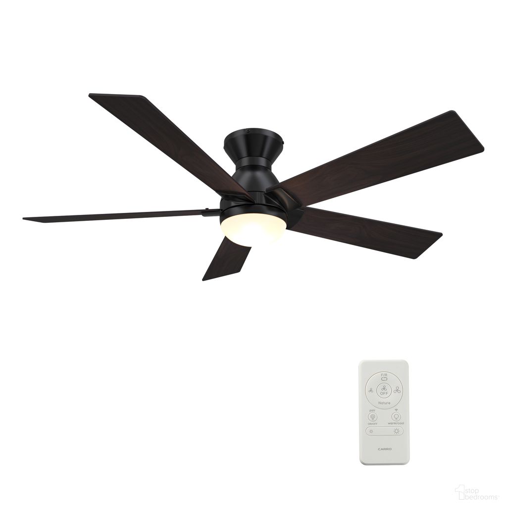 Ascender 52 Inch 5-Blade Flush Mount Smart Ceiling Fan with LED Light and Remote In Walnut and Black