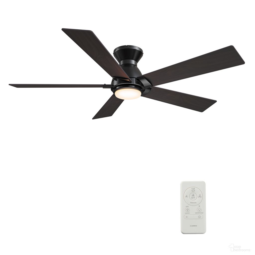 Ascender 52 Inch 5-Blade Flush Mount Smart Ceiling Fan with LED Light and Remote In Walnut and Black