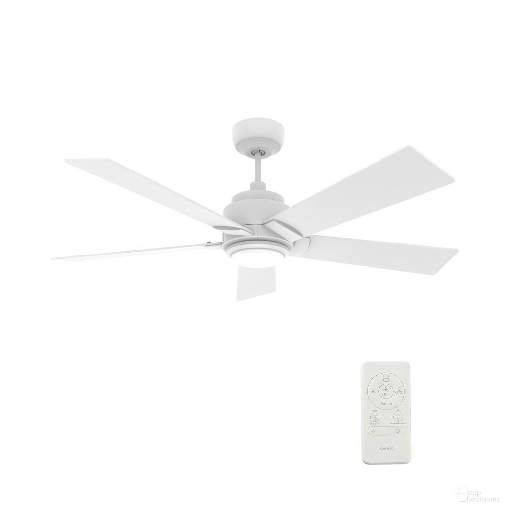 Ascender 52 Inch 5-Blade Smart Ceiling Fan with LED Light and Remote In White