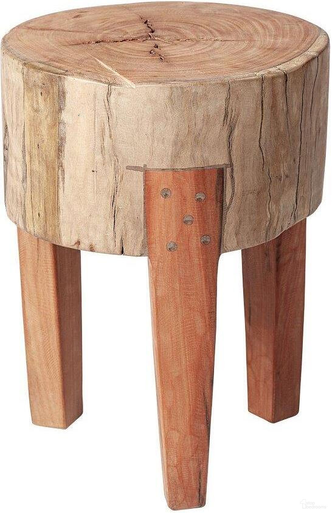 Asco 18 Inch Rustic Solid Reclaimed Wood Stool
