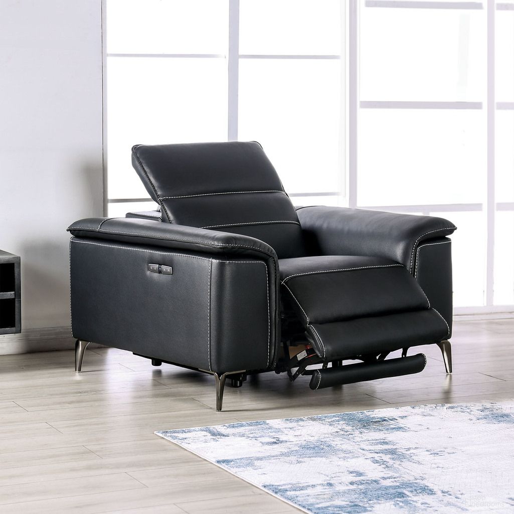 The appearance of Ascona Power Recliner In Black designed by Furniture of America in the modern / contemporary interior design. This black piece of furniture  was selected by 1StopBedrooms from Ascona Collection to add a touch of cosiness and style into your home. Sku: CM9927BK-CH-PM. Material: Leather.