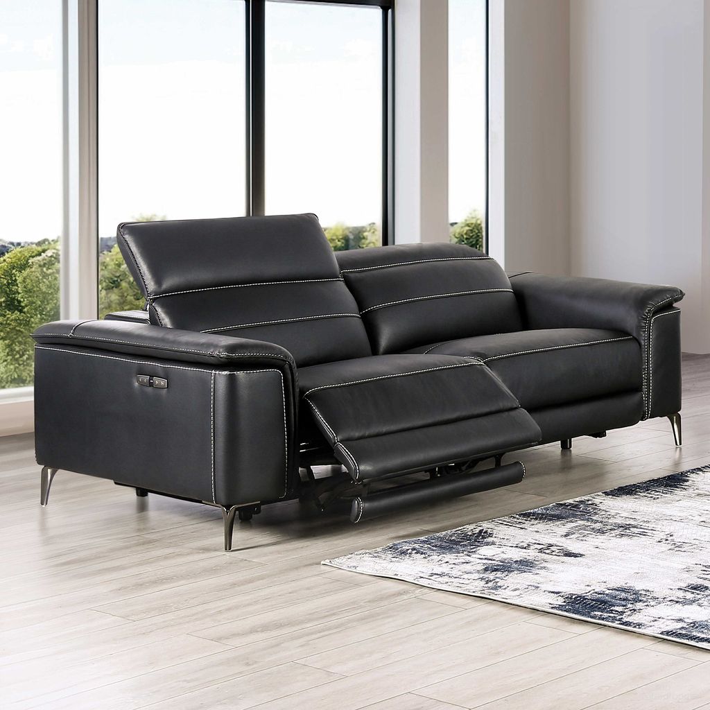The appearance of Ascona Power Sofa In Black designed by Furniture of America in the modern / contemporary interior design. This black piece of furniture was selected by 1StopBedrooms from Ascona Collection to add a touch of cosiness and style into your home. Sku: CM9927BK-SF-PM. Material: Leather.