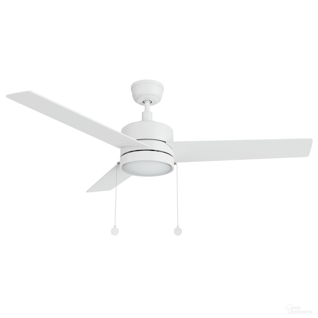 Ascott 52 Inch 3-Blade Ceiling Fan with LED Light and Pull Chain In White