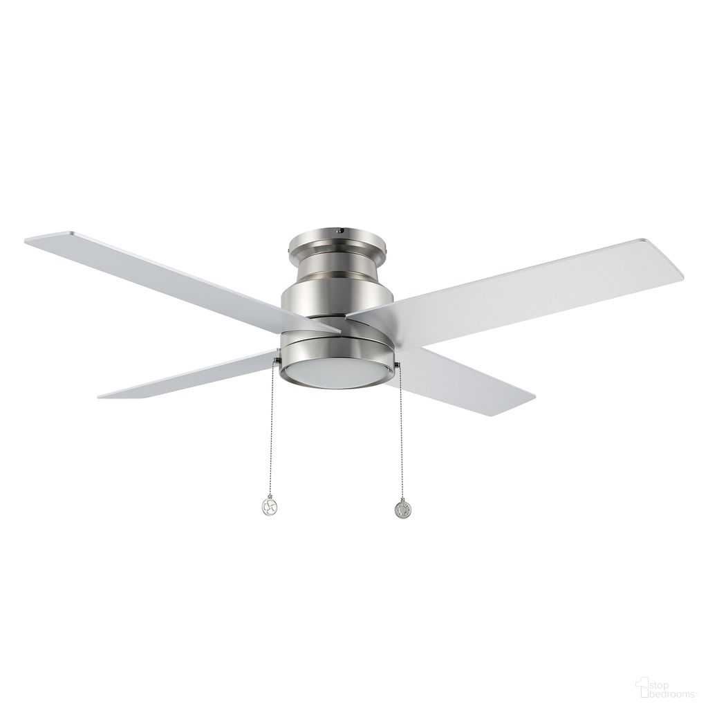 Ascott 52 Inch 4-Blade Ceiling Fan with LED Light and Pull Chain In Brushed Nickel and Silver