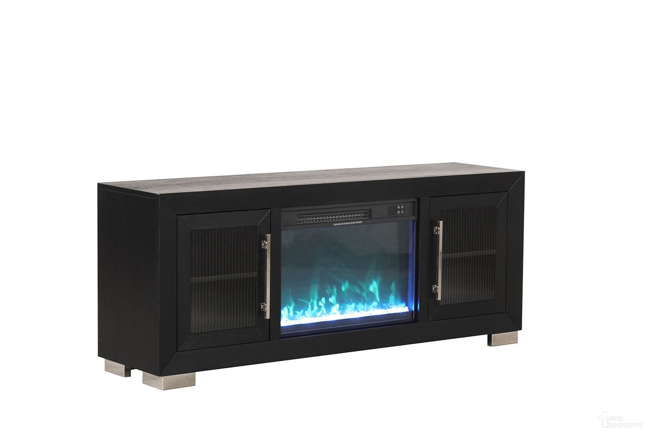 The appearance of Ashbourne 60 Inch TV Stand with Fireplace In Black designed by Furniture of America in the modern / contemporary interior design. This black piece of furniture  was selected by 1StopBedrooms from Ashbourne Collection to add a touch of cosiness and style into your home. Sku: FM-AC415BK-TV-60. Material: Solid Wood.