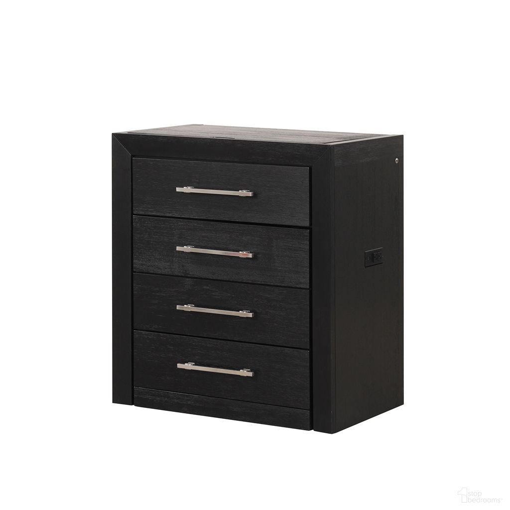 The appearance of Ashbourne Bedside Vanity Set with Stool In Black designed by Furniture of America in the modern / contemporary interior design. This black piece of furniture  was selected by 1StopBedrooms from Ashbourne Collection to add a touch of cosiness and style into your home. Sku: FM-AC415BK-V. Material: Solid Wood.