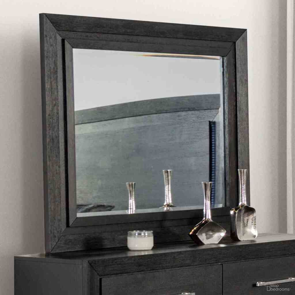 The appearance of Ashbourne Mirror In Black designed by Furniture of America in the modern / contemporary interior design. This black piece of furniture  was selected by 1StopBedrooms from Ashbourne Collection to add a touch of cosiness and style into your home. Sku: FM7415BK-M. Material: Solid Wood.