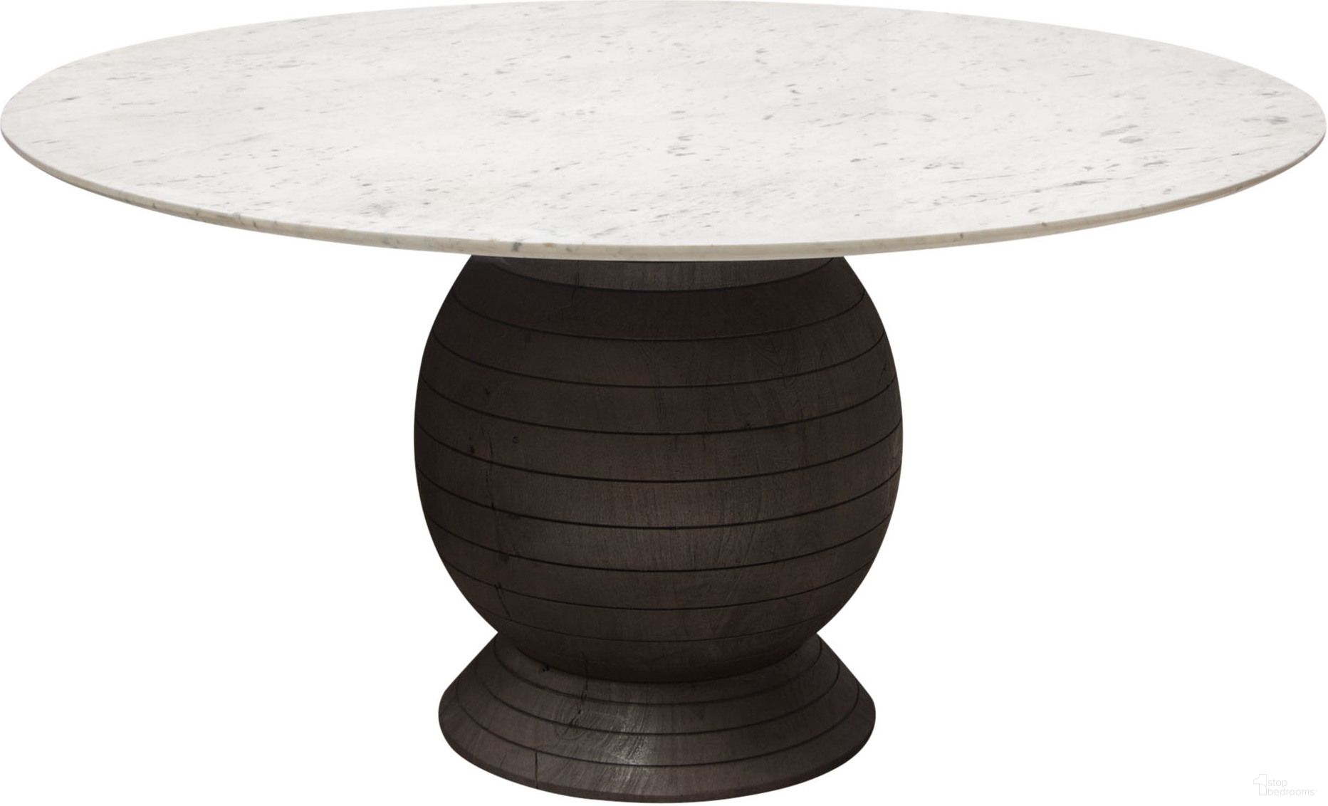 The appearance of Ashe Round Dining Table with Genuine White Marble Top and Solid Acacia Wood Base in Espresso Finish designed by Diamond Sofa in the modern / contemporary interior design. This white piece of furniture  was selected by 1StopBedrooms from Ashe Collection to add a touch of cosiness and style into your home. Sku: ASHEDTTMA;ASHEDTBES. Table Base Style: Pedestal. Table Top Shape: Round. Material: Marble. Size: 60".