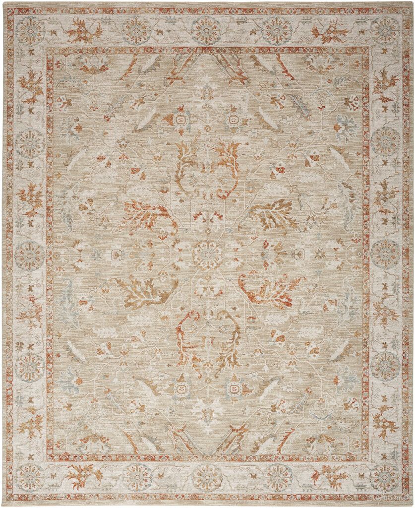 The appearance of Asher 9'3" x 12'7" Indoor Rug In Ivory and Sage designed by Nourison in the rustic / southwestern interior design. This ivory and sage piece of furniture  was selected by 1StopBedrooms from Asher Collection to add a touch of cosiness and style into your home. Sku: 99446985149. Material: Polyester.