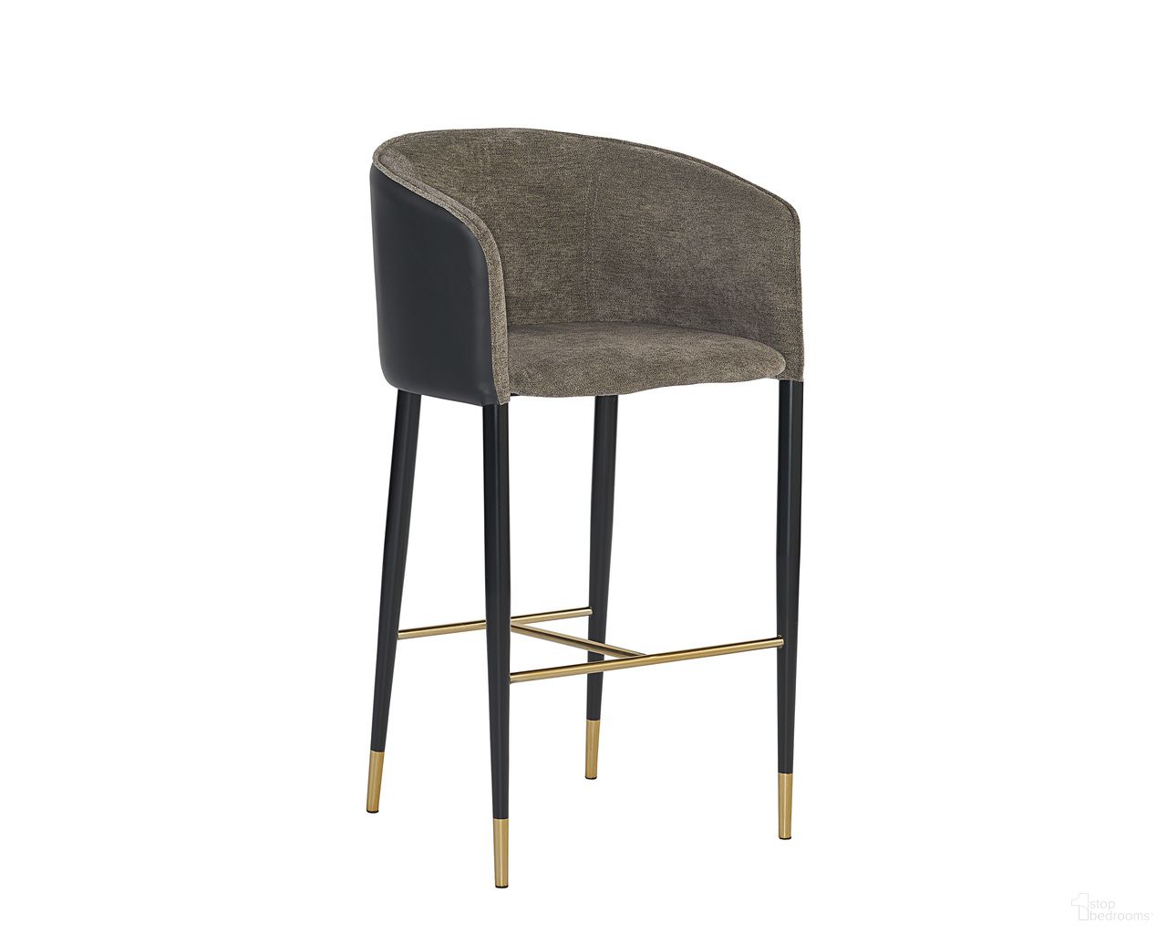 Asher Barstool In Sparrow Grey and Napa Black