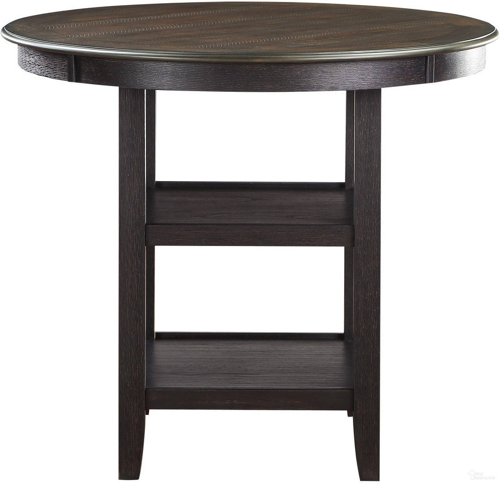 The appearance of Asher Brown And Black Counter Height Dining Table designed by Homelegance in the transitional interior design. This black piece of furniture was selected by 1StopBedrooms from Asher Collection to add a touch of cosiness and style into your home. Sku: 5800BK-36. Table Base Style: Legs. Table Top Shape: Round. Material: Wood. Size: 42".