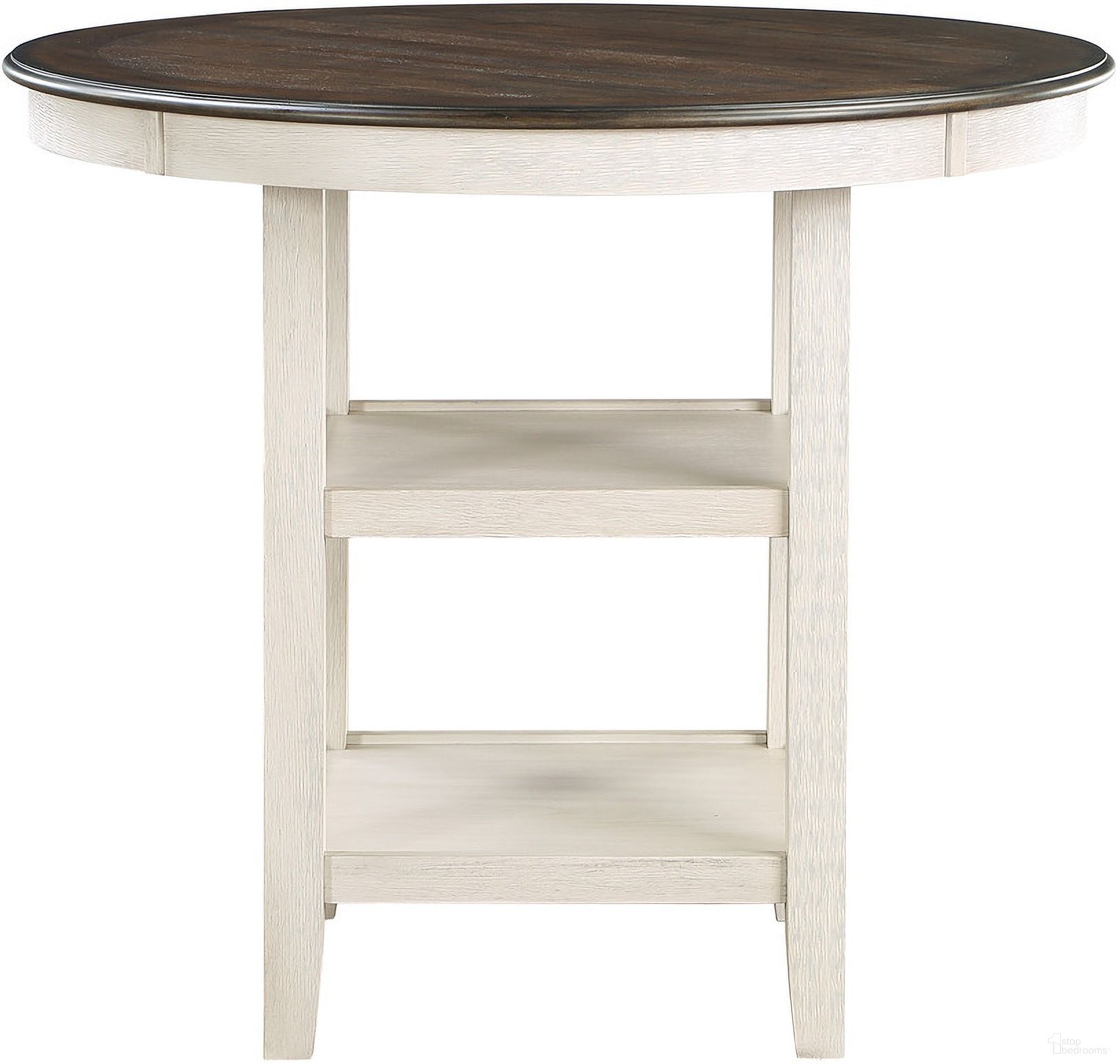 The appearance of Asher Brown And White Counter Height Dining Table designed by Homelegance in the transitional interior design. This brown piece of furniture was selected by 1StopBedrooms from Asher Collection to add a touch of cosiness and style into your home. Sku: 5800WH-36. Table Base Style: Legs. Table Top Shape: Round. Material: Wood. Size: 42".