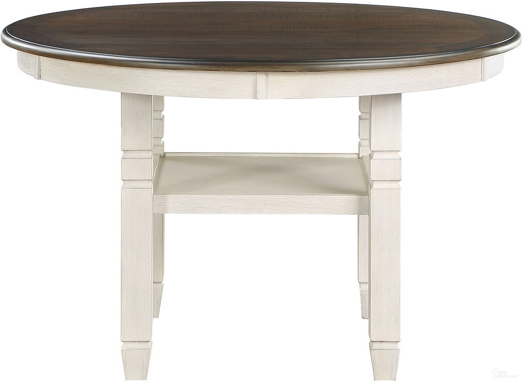 The appearance of Asher Brown And White Dining Table designed by Homelegance in the transitional interior design. This brown piece of furniture was selected by 1StopBedrooms from Asher Collection to add a touch of cosiness and style into your home. Sku: 5800WH-48RD. Table Base Style: Legs. Table Top Shape: Round. Material: Wood. Size: 48".