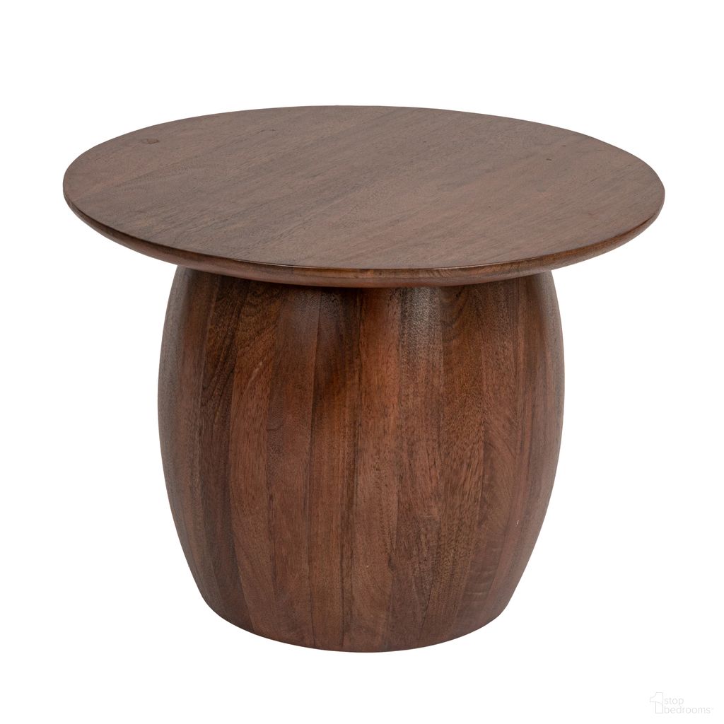Asher Mango Wood Round Accent Table In Walnut