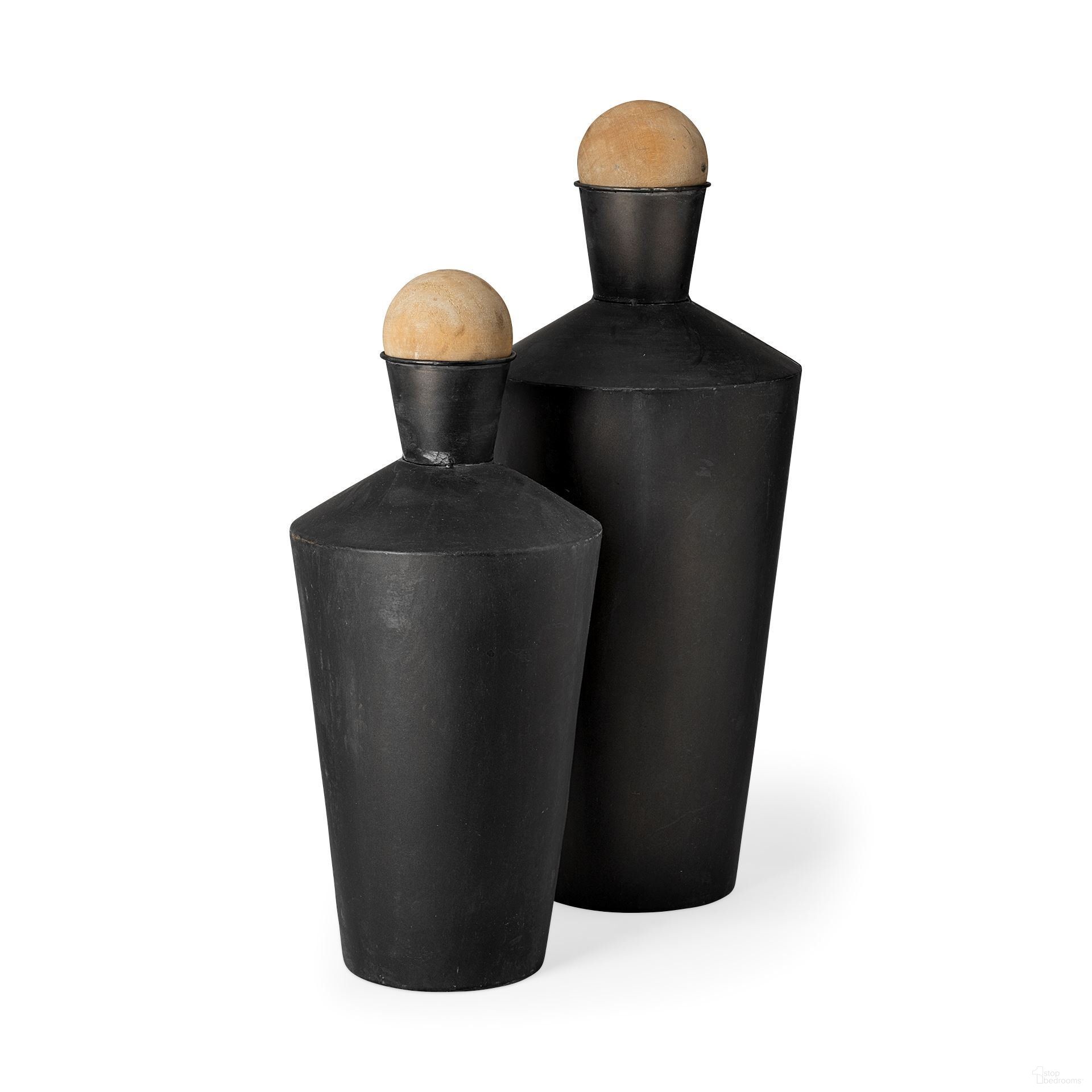 Asher Metal Urns Set of 2 In Black