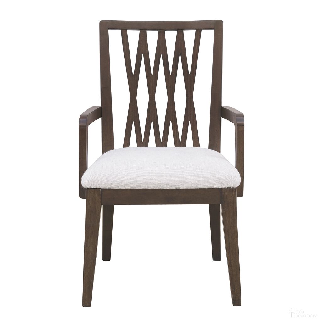 The appearance of Asher Park Wood Back Arm Chair In Brown designed by Pulaski in the traditional interior design. This brown piece of furniture  was selected by 1StopBedrooms from Asher Park Collection to add a touch of cosiness and style into your home. Sku: P393261. Material: Wood Veneer. Chair Type: Arm Chair.