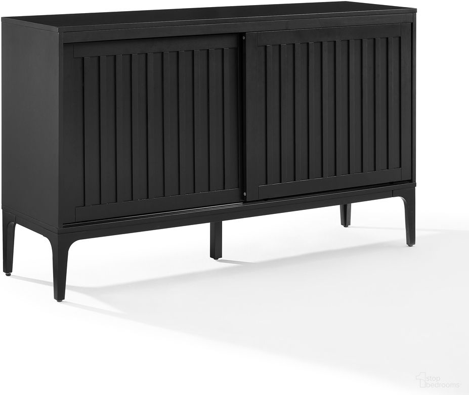 The appearance of Asher Sideboard In Matte Black designed by Crosley Brands in the transitional interior design. This matte black piece of furniture was selected by 1StopBedrooms from Asher Collection to add a touch of cosiness and style into your home. Sku: CF4219-MB. Material: Particle Board.