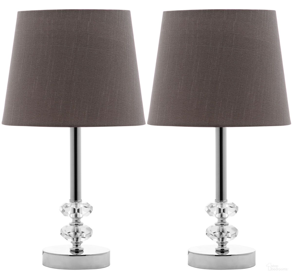 Ashford 16-Inch H Crystal Dark Grey Lamp in Clear Set of 2