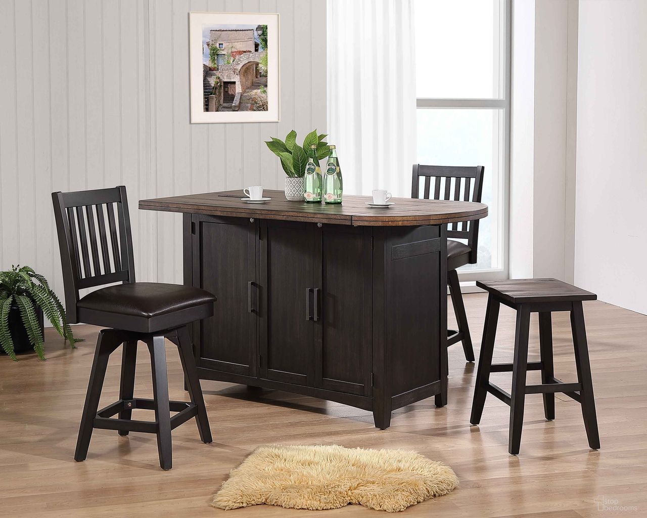 The appearance of Ashford Home Office Island In Black and Rustic Walnut designed by ECI in the rustic / southwestern interior design. This walnut and black piece of furniture was selected by 1StopBedrooms from Ashford Collection to add a touch of cosiness and style into your home. Sku: 1859-23-HOI-T;1859-23-HOI-B. Material: Hardwood.