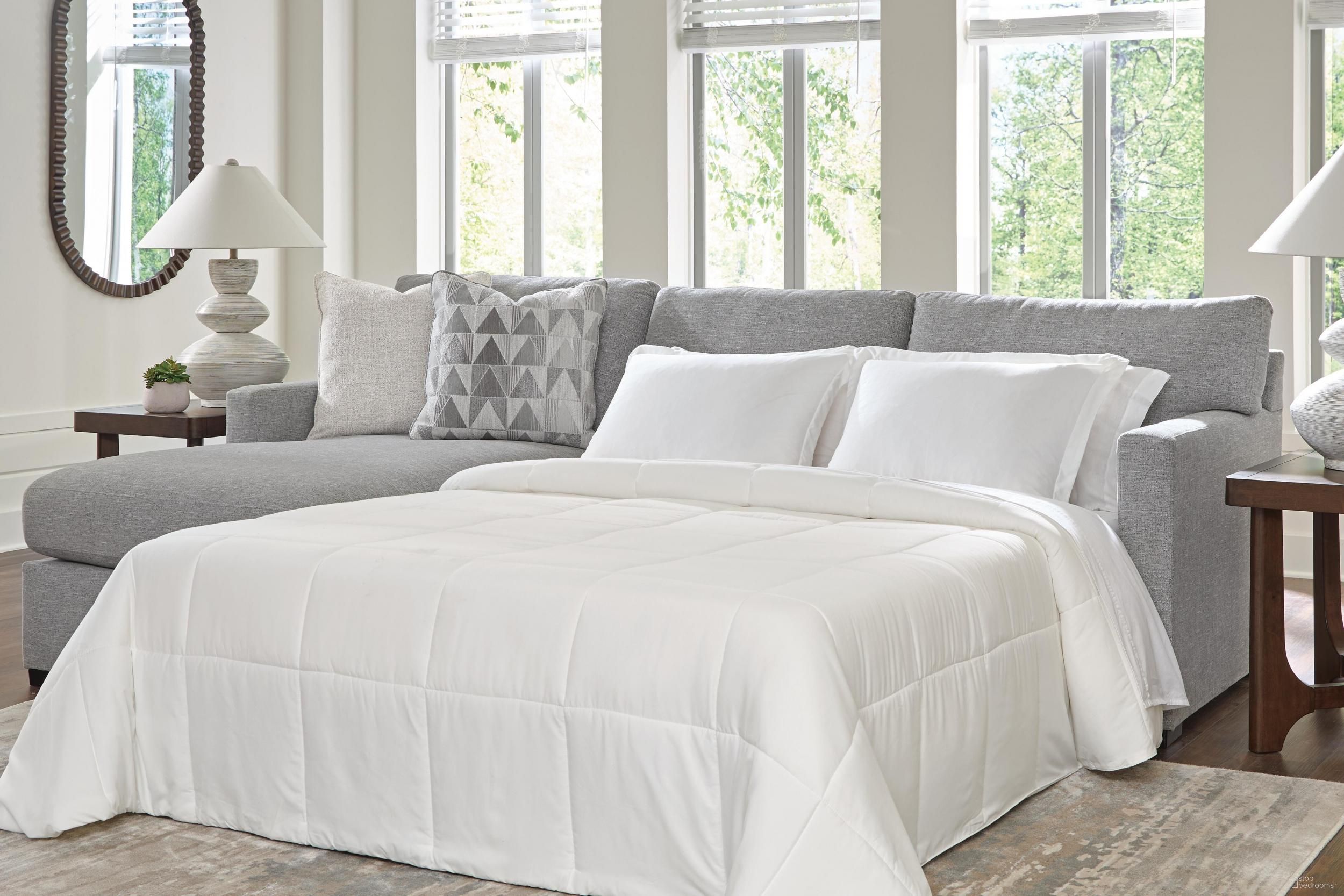 Ashford Isle 2-Piece Sleeper Sectional with LAF Chaise In Pewter