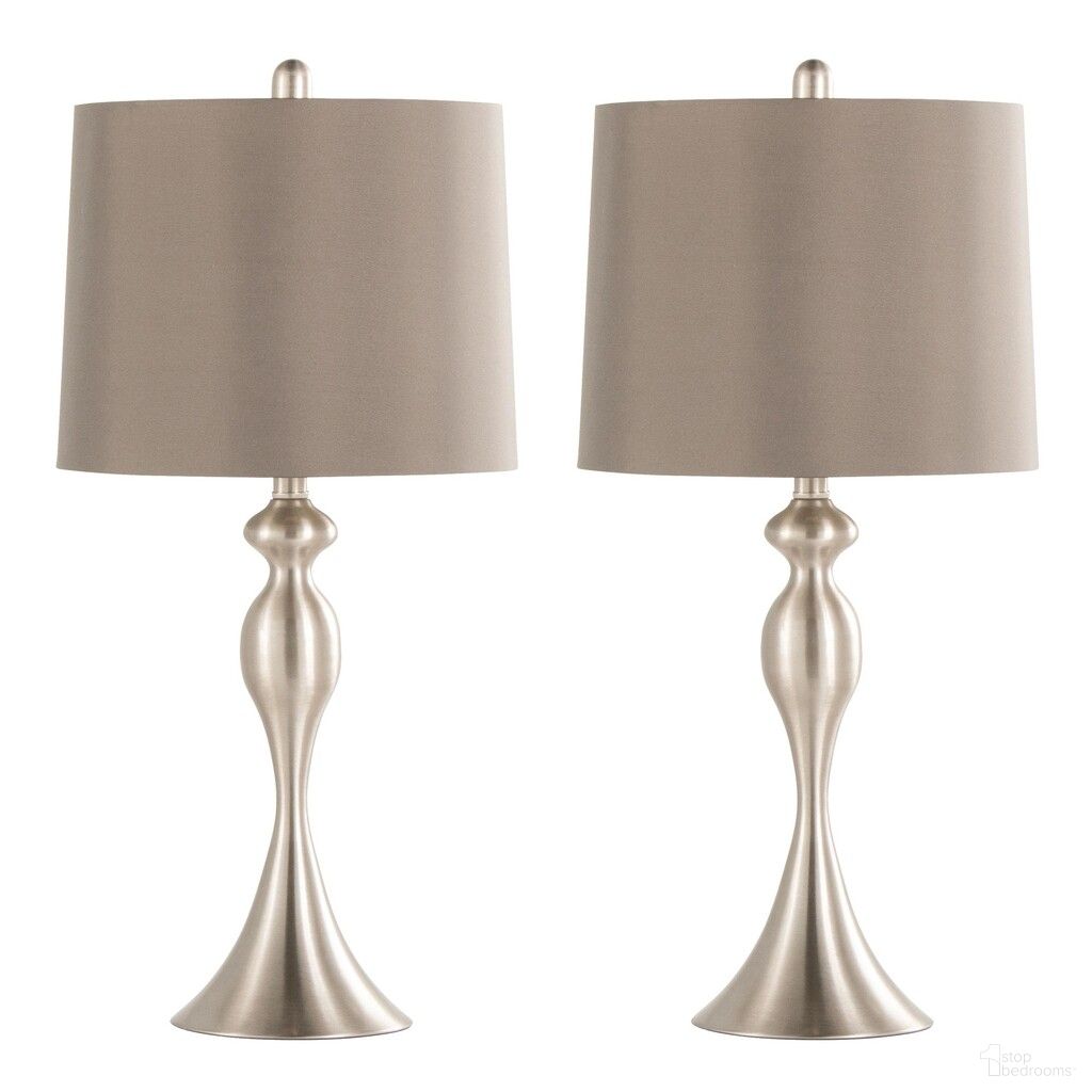 The appearance of Ashland 27 Inch Metal Table Lamp with Linen Shade Set of 2 In Brushed Nickel and Taupe designed by Lumisource in the modern / contemporary interior design. This brushed nickel/taupe piece of furniture was selected by 1StopBedrooms from Ashland Collection to add a touch of cosiness and style into your home. Sku: GTS27-ASHLND BNITP2. Material: Metal.