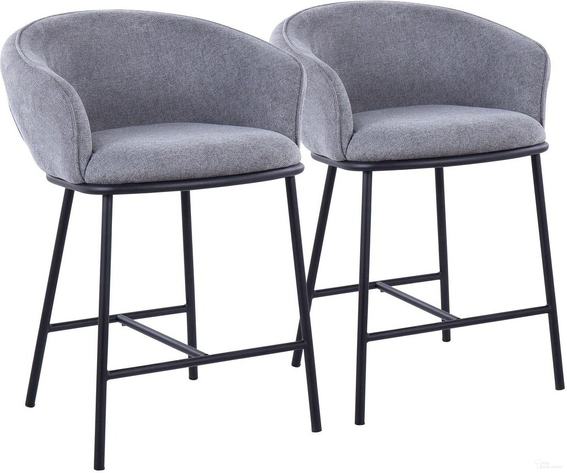 The appearance of Ashland Counter Stool Set of 2 In Grey designed by Lumisource in the modern / contemporary interior design. This grey piece of furniture was selected by 1StopBedrooms from Ashland Collection to add a touch of cosiness and style into your home. Sku: B26-ASHLAND2 BKGY2. Material: Polyester.