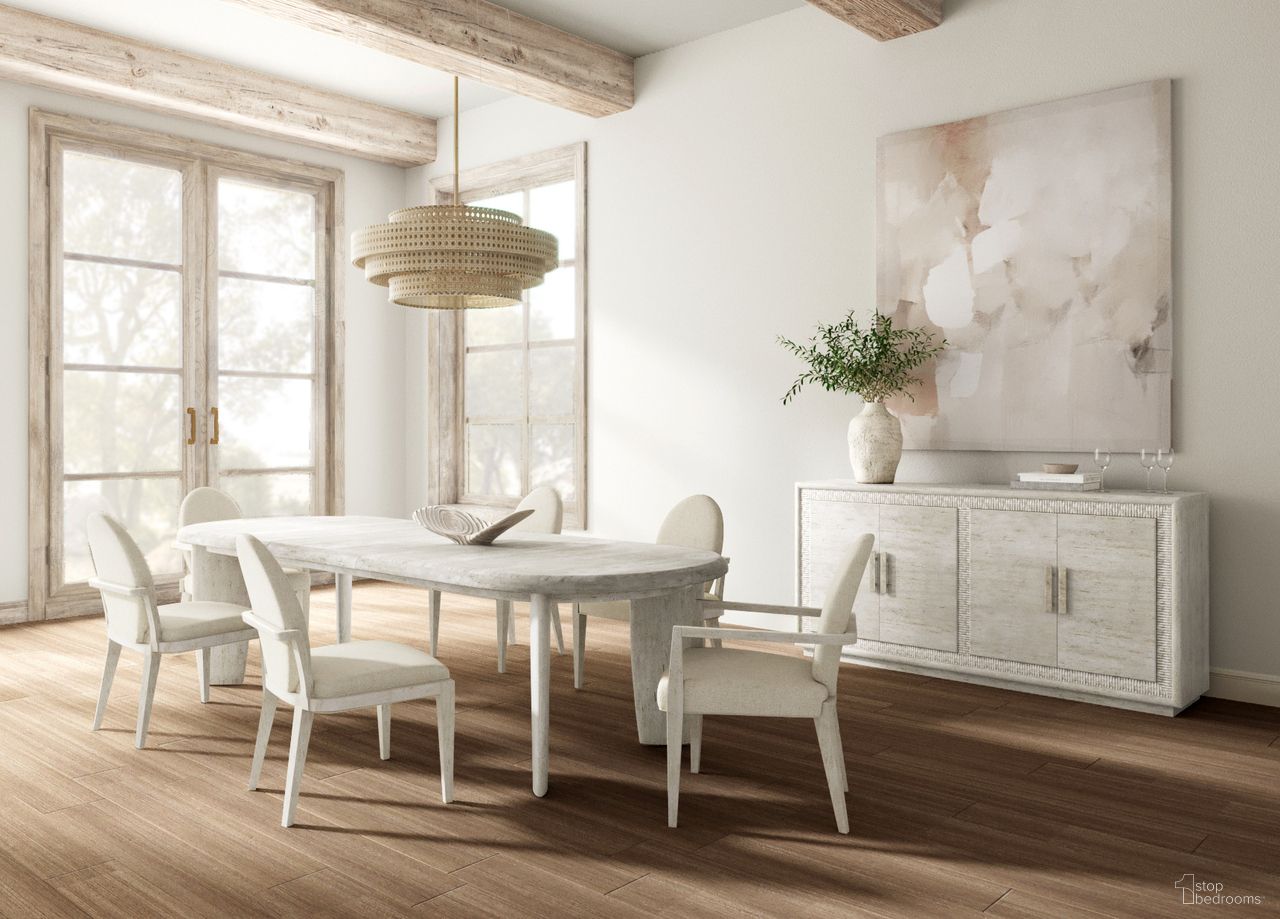 The appearance of Ashlar Oval Dining Set In Bisque designed by A.R.T. in the modern / contemporary interior design. This bisque piece of furniture was selected by 1StopBedrooms from Ashlar Collection to add a touch of cosiness and style into your home. Sku: 333222-2250;333206-2250. Table Base Style: Legs. Table Top Shape: Oval. Material: Resin. Size: 45" x 120".