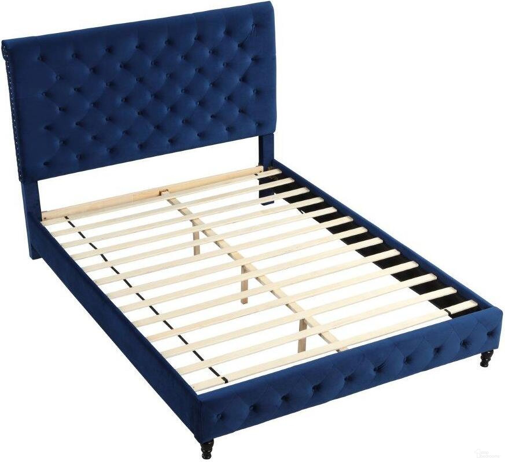 The appearance of Ashley Tufted Velvet Fabric King Platform Bed In Blue designed by Best Master Furniture in the transitional interior design. This blue piece of furniture  was selected by 1StopBedrooms from Ashley Collection to add a touch of cosiness and style into your home. Sku: YY132VBLEK. Bed Type: Platform Bed. Material: Upholstered. Bed Size: King.