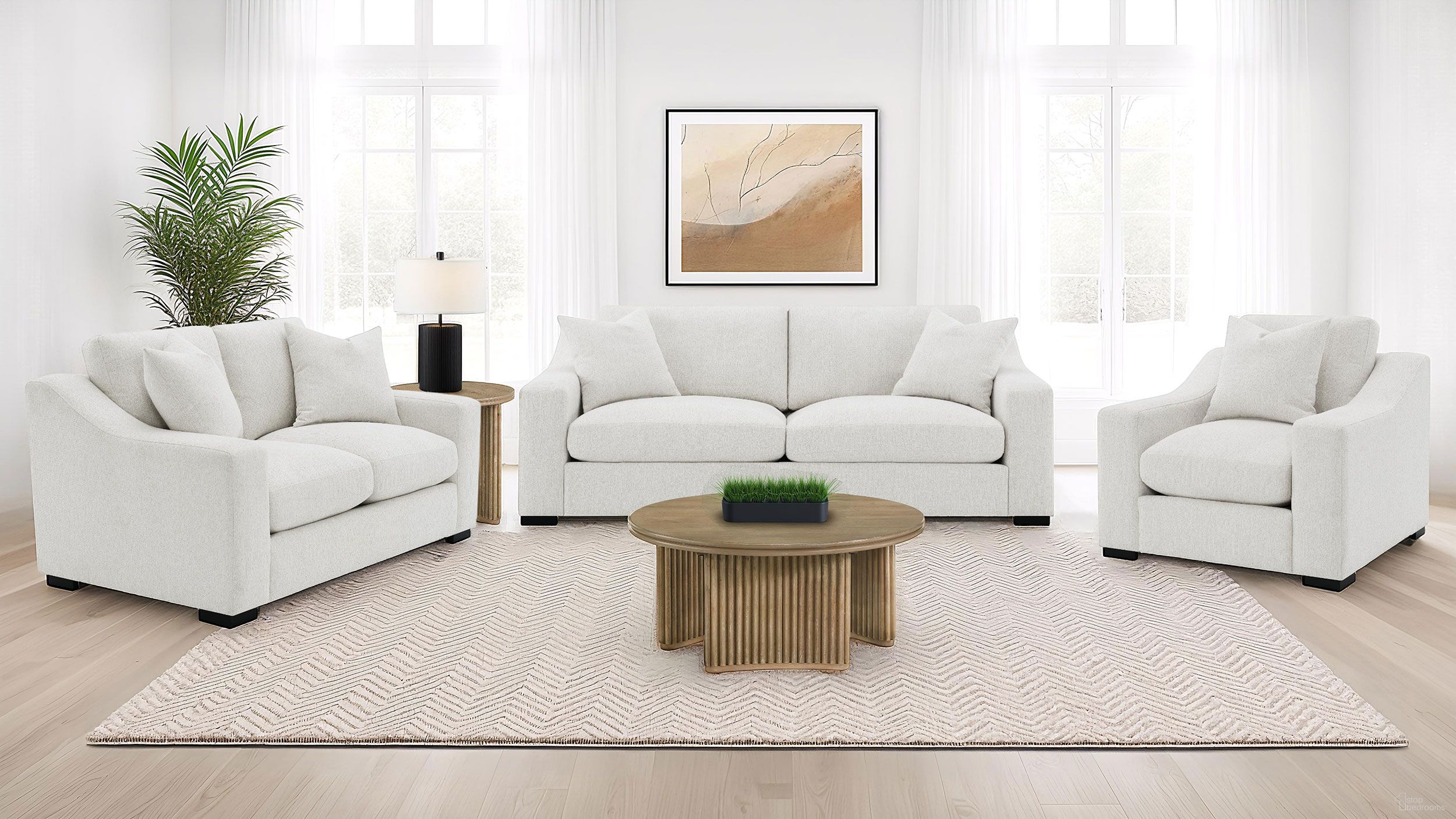 The appearance of Ashlyn Fabric Upholstered Track Arm Living Room Set In Sand designed by Coaster in the transitional interior design. This sand piece of furniture was selected by 1StopBedrooms from Ashlyn Collection to add a touch of cosiness and style into your home. Sku: 552091;552092. Material: Fabric.