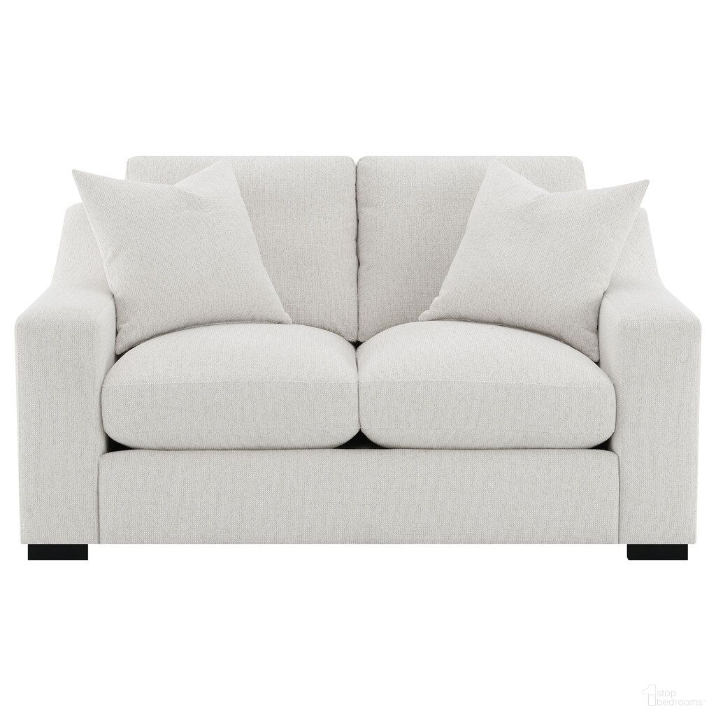 The appearance of Ashlyn Fabric Upholstered Track Arm Loveseat In Sand designed by Coaster in the transitional interior design. This sand piece of furniture  was selected by 1StopBedrooms from Ashlyn Collection to add a touch of cosiness and style into your home. Sku: 552092. Material: Fabric.