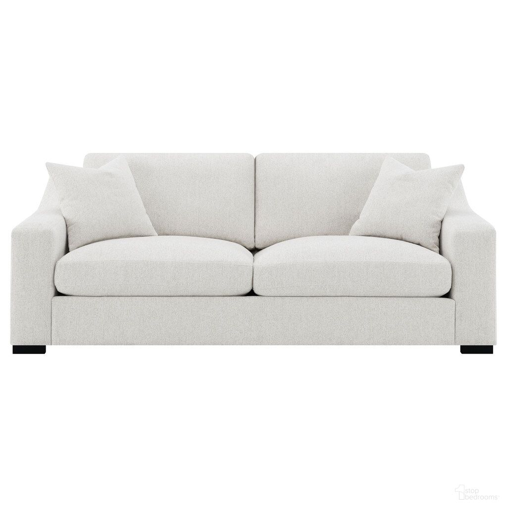 The appearance of Ashlyn Fabric Upholstered Track Arm Sofa In Sand designed by Coaster in the transitional interior design. This sand piece of furniture  was selected by 1StopBedrooms from Ashlyn Collection to add a touch of cosiness and style into your home. Sku: 552091. Material: Foam.