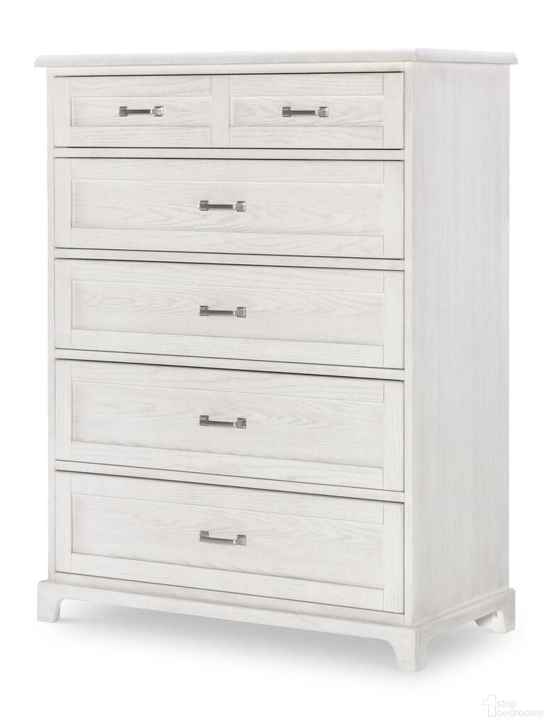 The appearance of Ashton 5 Drawer Chest In Bleached Linen designed by Legacy Classic in the transitional interior design. This bleached linen piece of furniture was selected by 1StopBedrooms from Ashton Collection to add a touch of cosiness and style into your home. Sku: 3860-2200. Material: Oak Veneer.