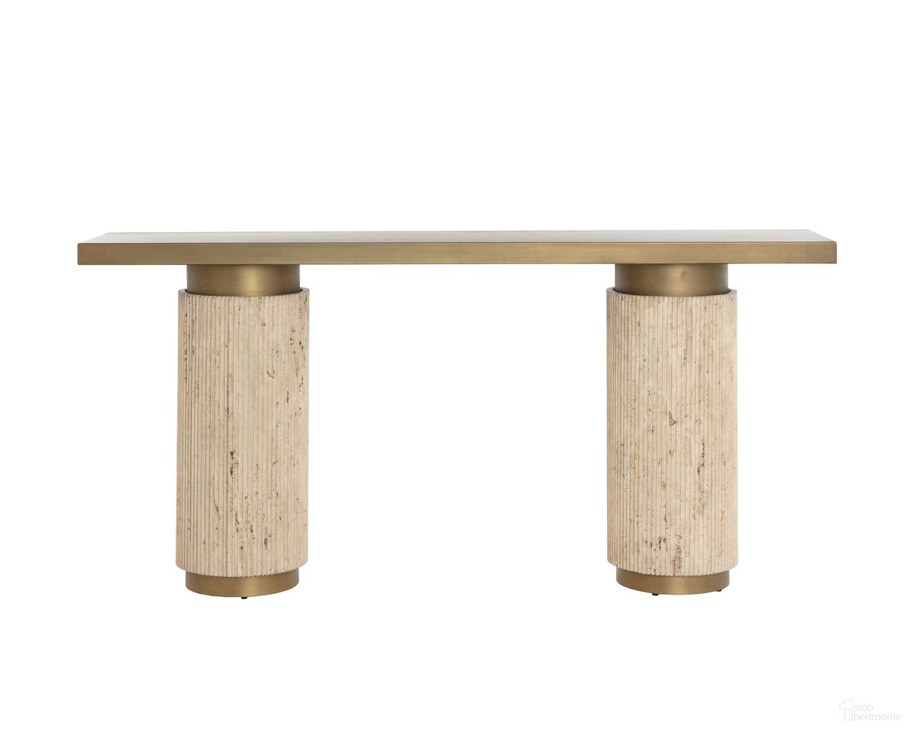 Ashva Console Table In Natural and Antique Brass