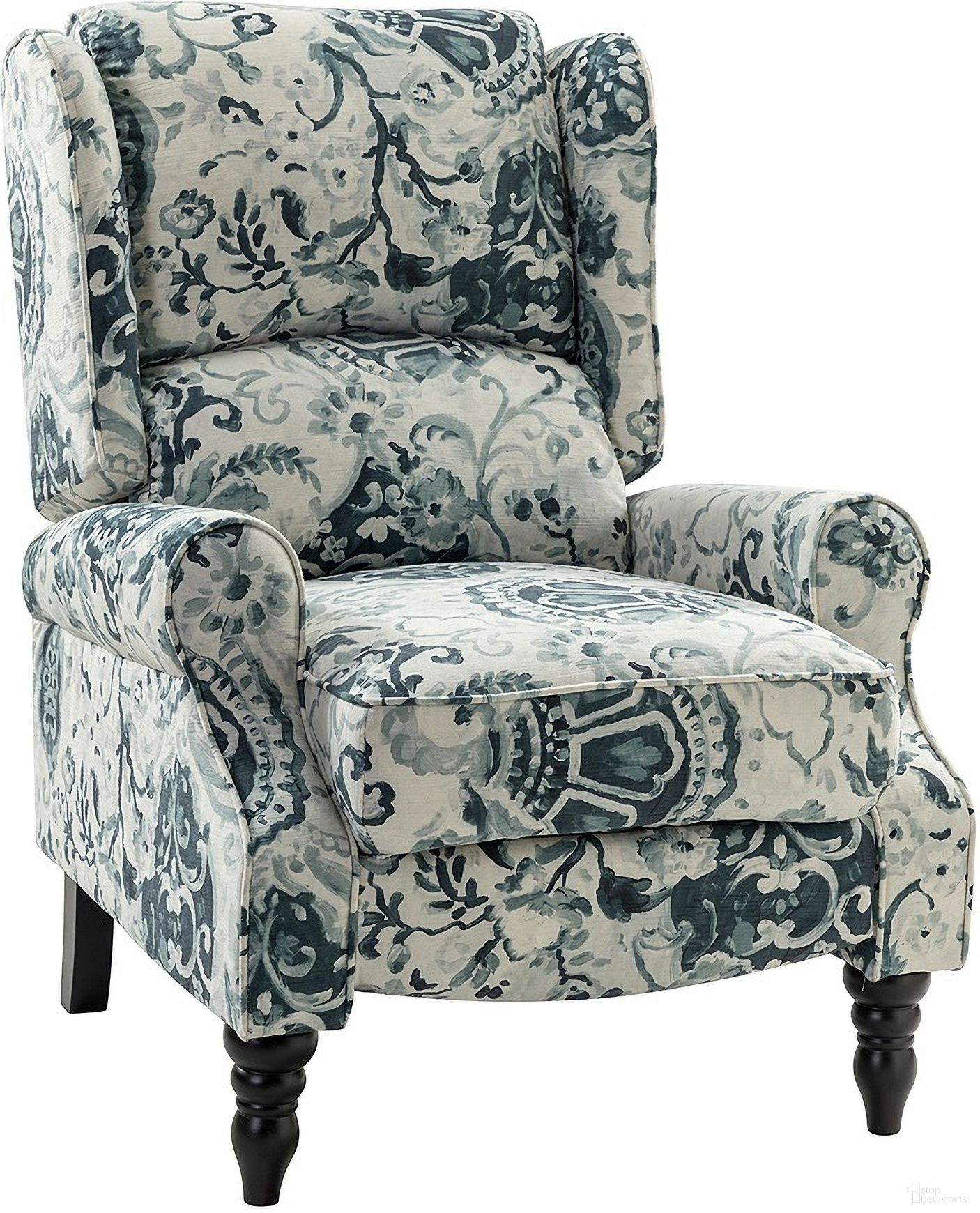 The appearance of Asikli Manual Recliner In Floral designed by Karat Home in the modern / contemporary interior design. This floral piece of furniture  was selected by 1StopBedrooms from Asikli Collection to add a touch of cosiness and style into your home. Sku: HRCHD0194-10. Material: Print Velvet Fabric.