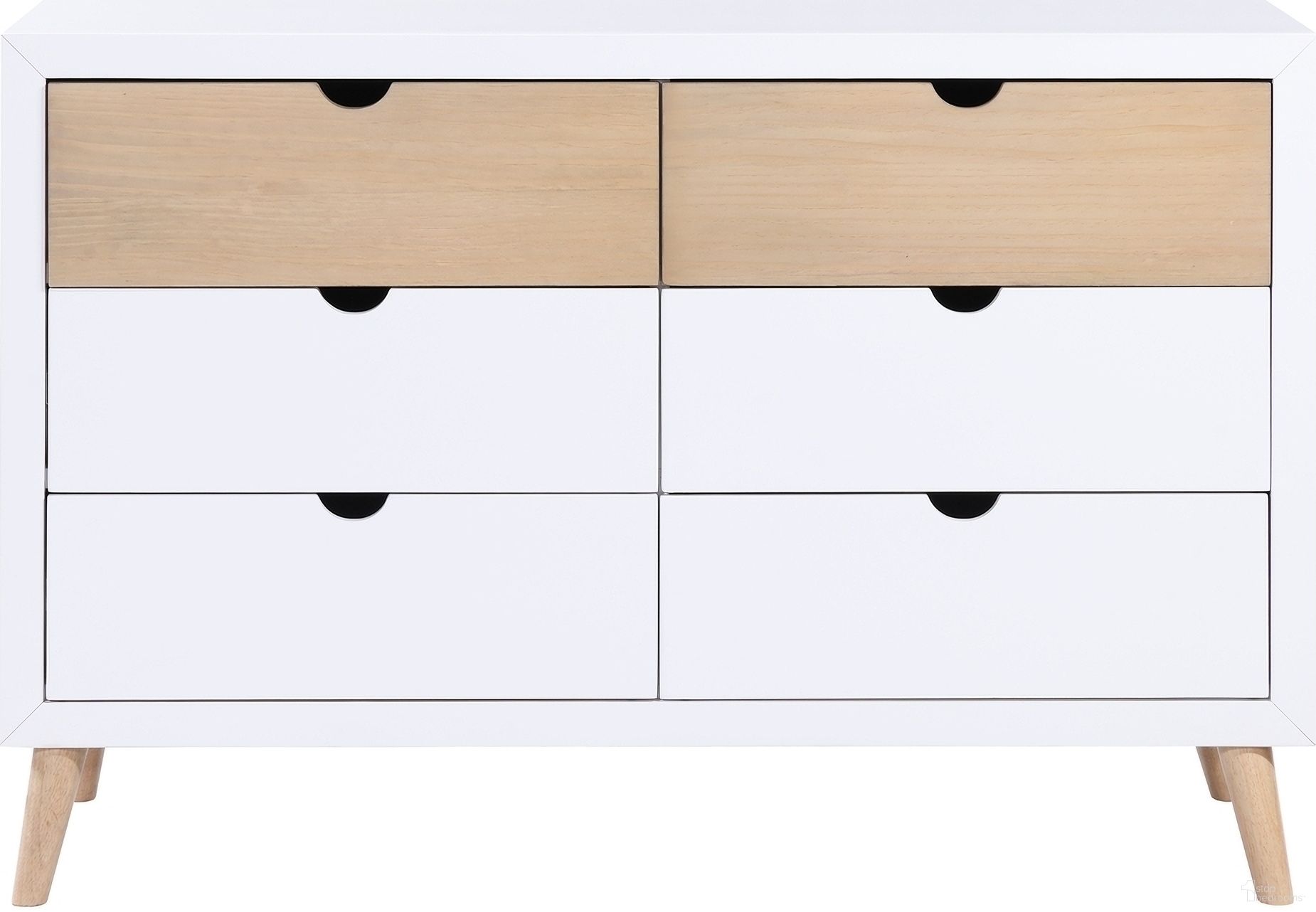 The appearance of Asker Dresser In Brown and White designed by Homelegance in the modern / contemporary interior design. This white and brown piece of furniture was selected by 1StopBedrooms from Asker Collection to add a touch of cosiness and style into your home. Sku: B2012-5. Material: Pine Veneer.