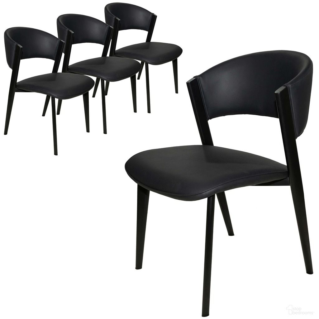 The appearance of Aspen Modern Dining Chair Set of 4 Black Frame In Black designed by LeisureMod in the modern / contemporary interior design. This black piece of furniture  was selected by 1StopBedrooms from Aspen Collection to add a touch of cosiness and style into your home. Sku: ACBL51BL4. Material: Leather. Chair Type: Side Chair.