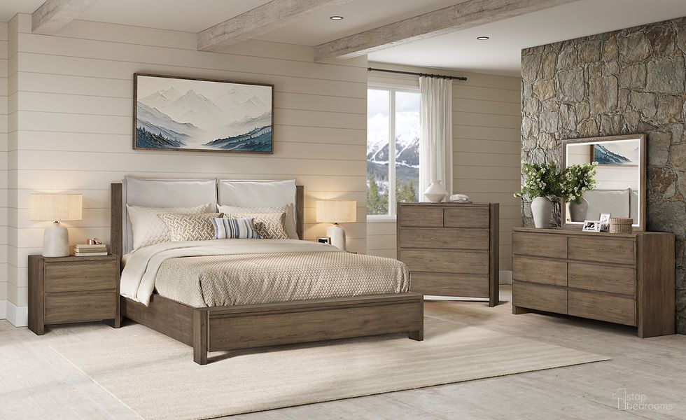 The appearance of Aspen Springs Platform Bedroom Set in Weathered Plank designed by FD Home in the transitional interior design. This weathered plank piece of furniture was selected by 1StopBedrooms from Aspen Springs Collection to add a touch of cosiness and style into your home. Sku: 7559-13;7559-14;7559-08;7559-02. Bed Size: King. Material: Knotty Oak Veneer.