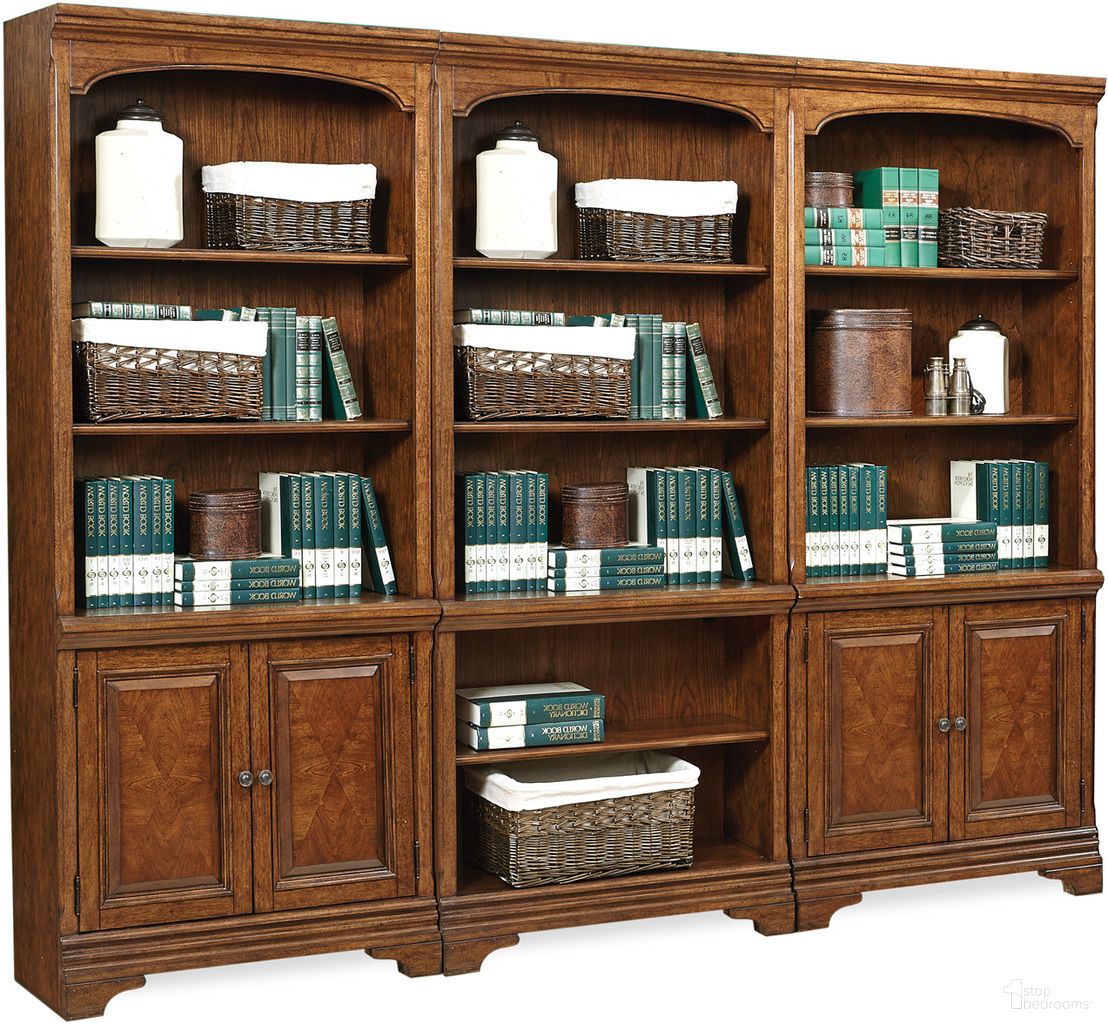 The appearance of Aspenhome Hawthorne Bookcase Wall in Brown Cherry designed by Aspenhome in the rustic / southwestern interior design. This brown cherry piece of furniture  was selected by 1StopBedrooms from Hawthorne Collection to add a touch of cosiness and style into your home. Sku: I26-332-1;I26-333-1;I26-332-1. Material: Wood.