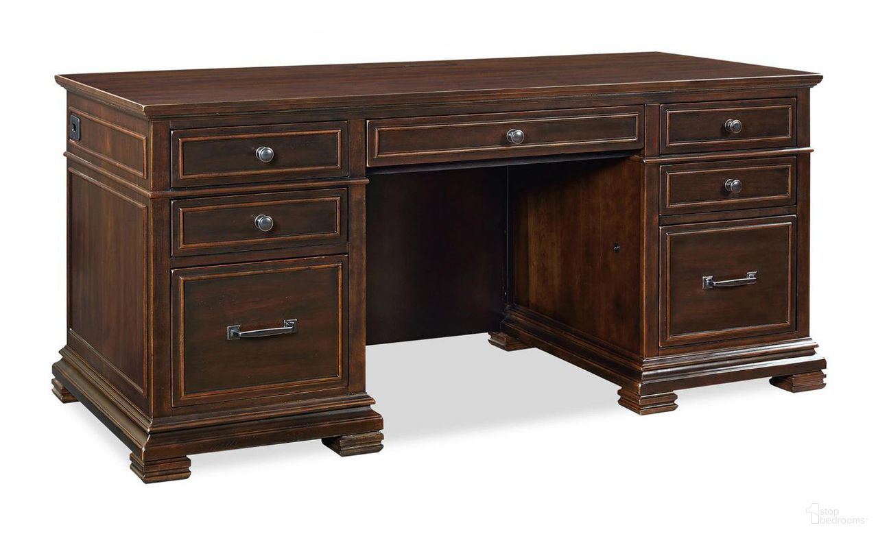The appearance of Aspenhome Weston 66 Executive Desk With Power In Brown I35 303 designed by Aspenhome in the modern / contemporary interior design. This other colors piece of furniture was selected by 1StopBedrooms from Weston Collection to add a touch of cosiness and style into your home. Sku: I35-303. Material: Wood.