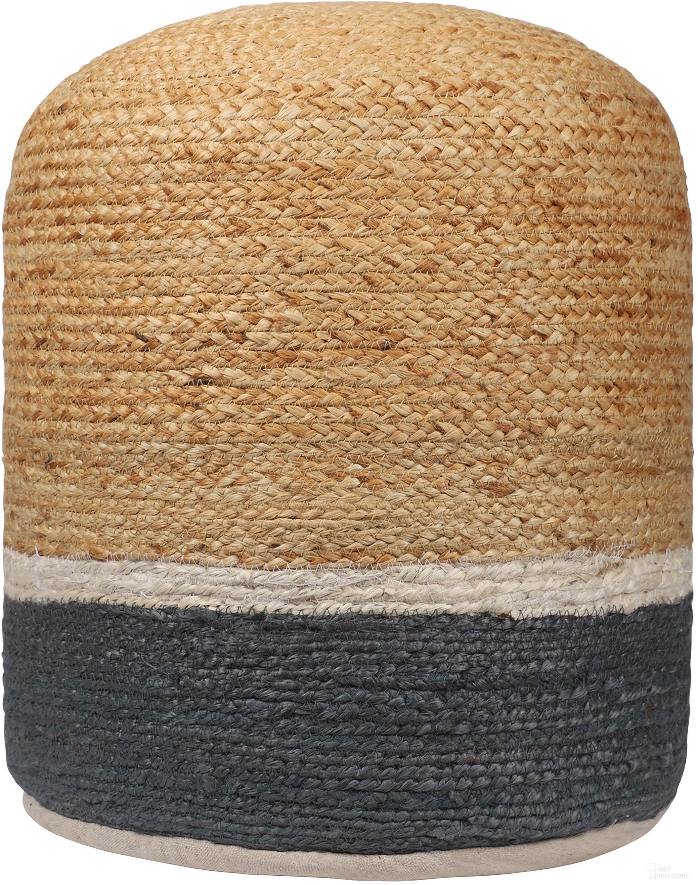 The appearance of Aspho Striped Indoor Handmade Pouf In Natural and Gray designed by Rajani Home in the country / farmhouse interior design. This natural/gray piece of furniture  was selected by 1StopBedrooms from Bova Collection to add a touch of cosiness and style into your home. Sku: 2C870259G03048. Material: Jute.