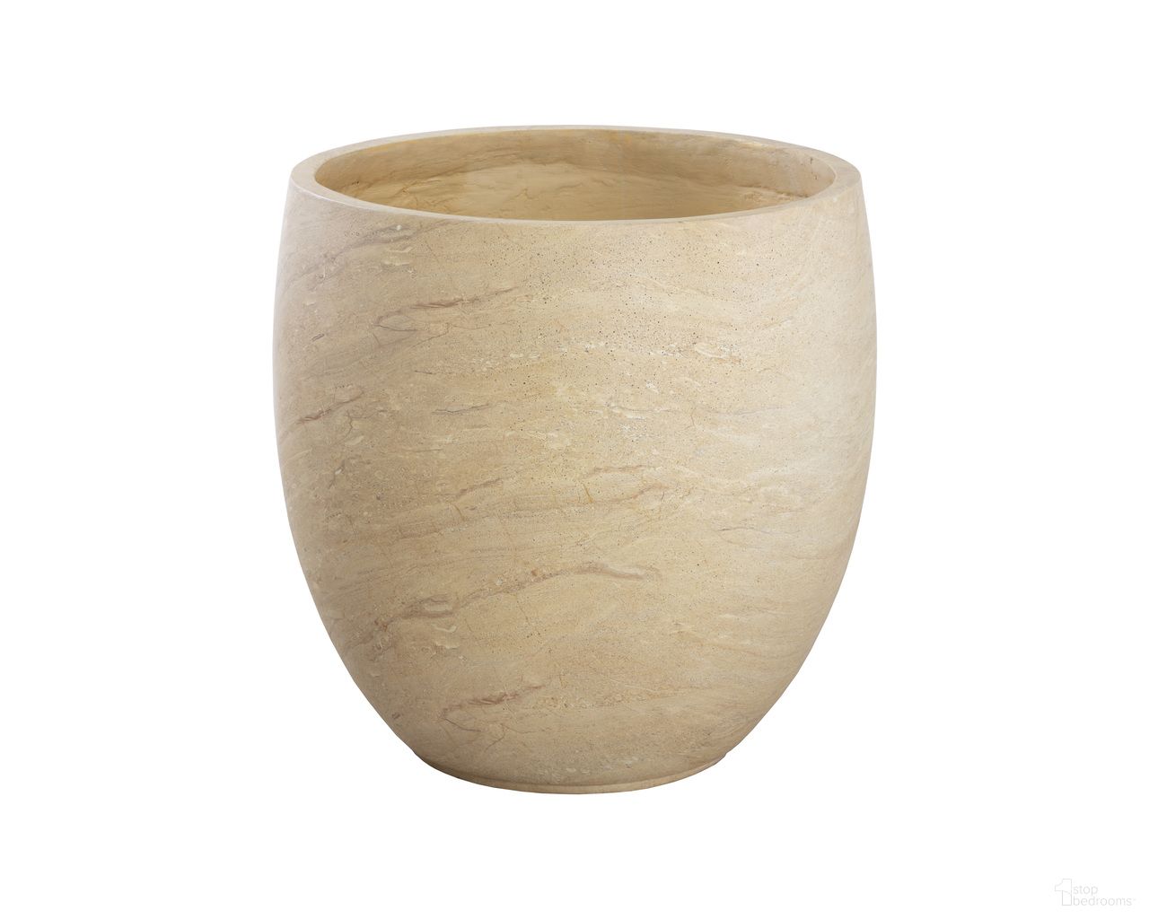Aster Travertine Look Large Planter In Taupe and Natural