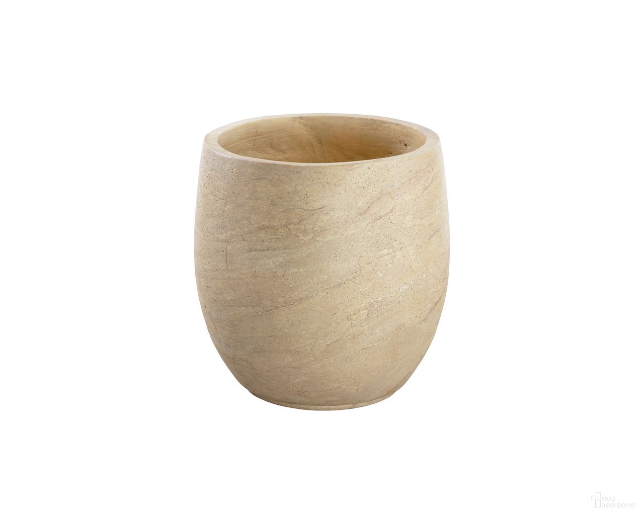 Aster Travertine Look Small Planter In Taupe and Natural