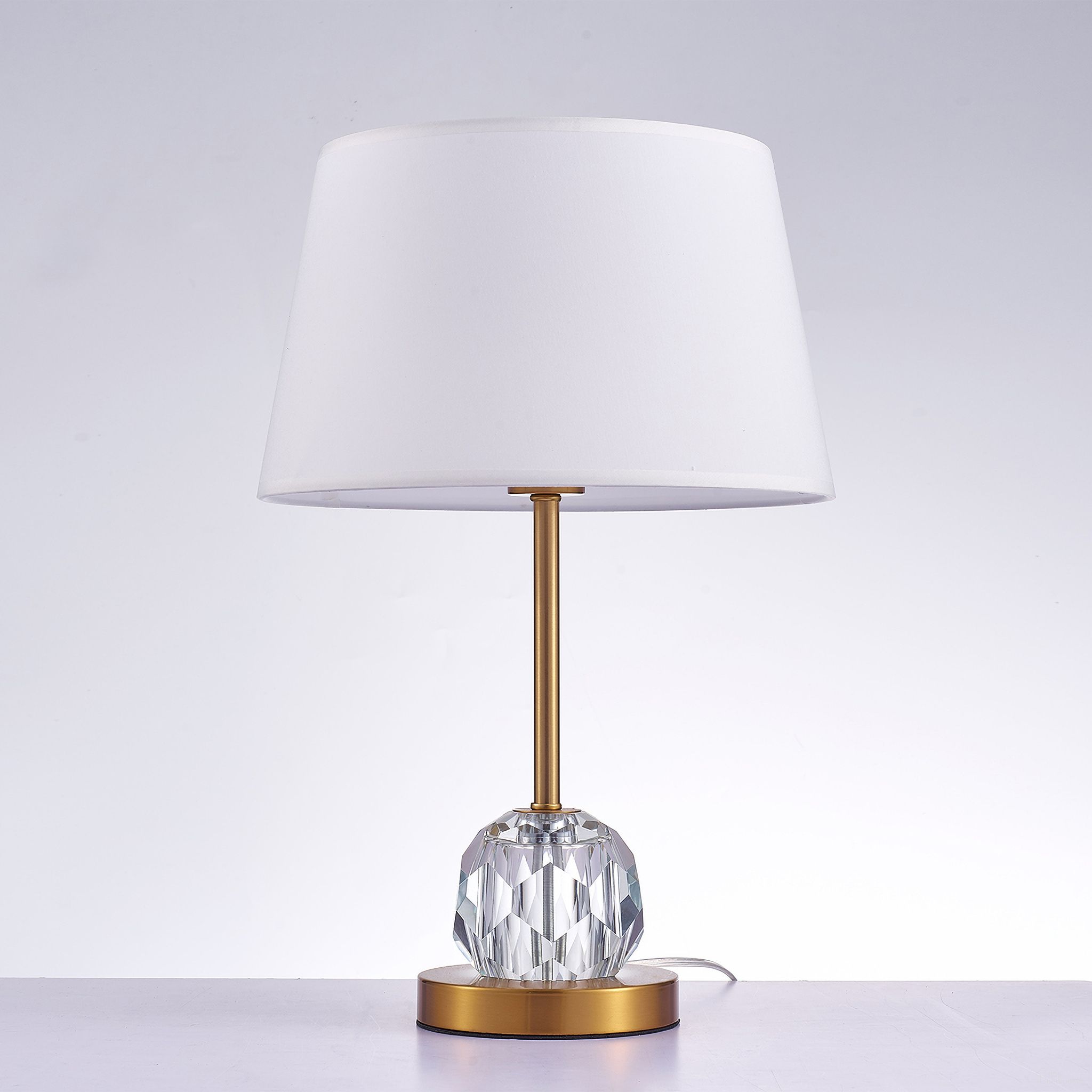 Aston Collection Metal and Crystal Table Lamp Lights In White and Clear