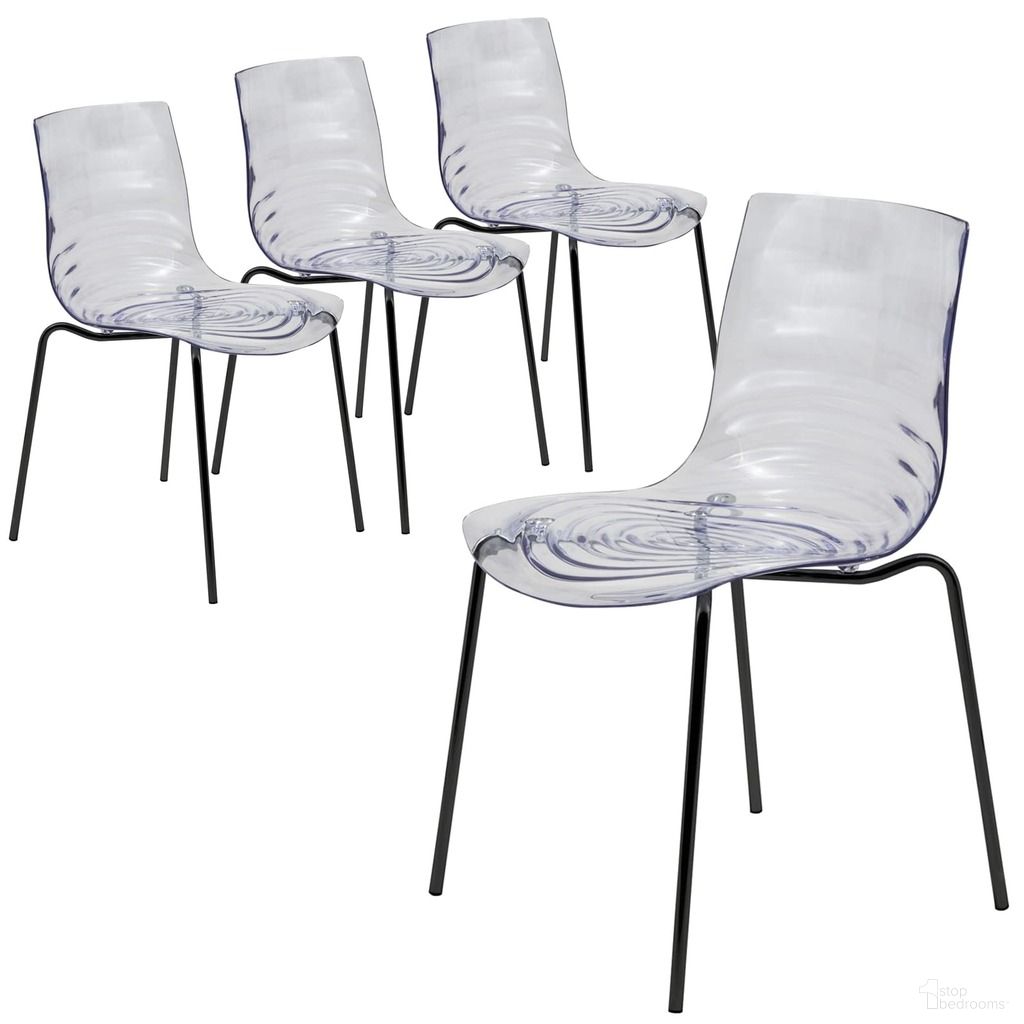 The appearance of Astor Modern Dining Chair Set of 2 In Black Base with Clear Seat designed by LeisureMod in the modern / contemporary interior design. This clear piece of furniture  was selected by 1StopBedrooms from Astor Collection to add a touch of cosiness and style into your home. Sku: ACBL-20CL2. Material: Plastic. Chair Type: Side Chair.