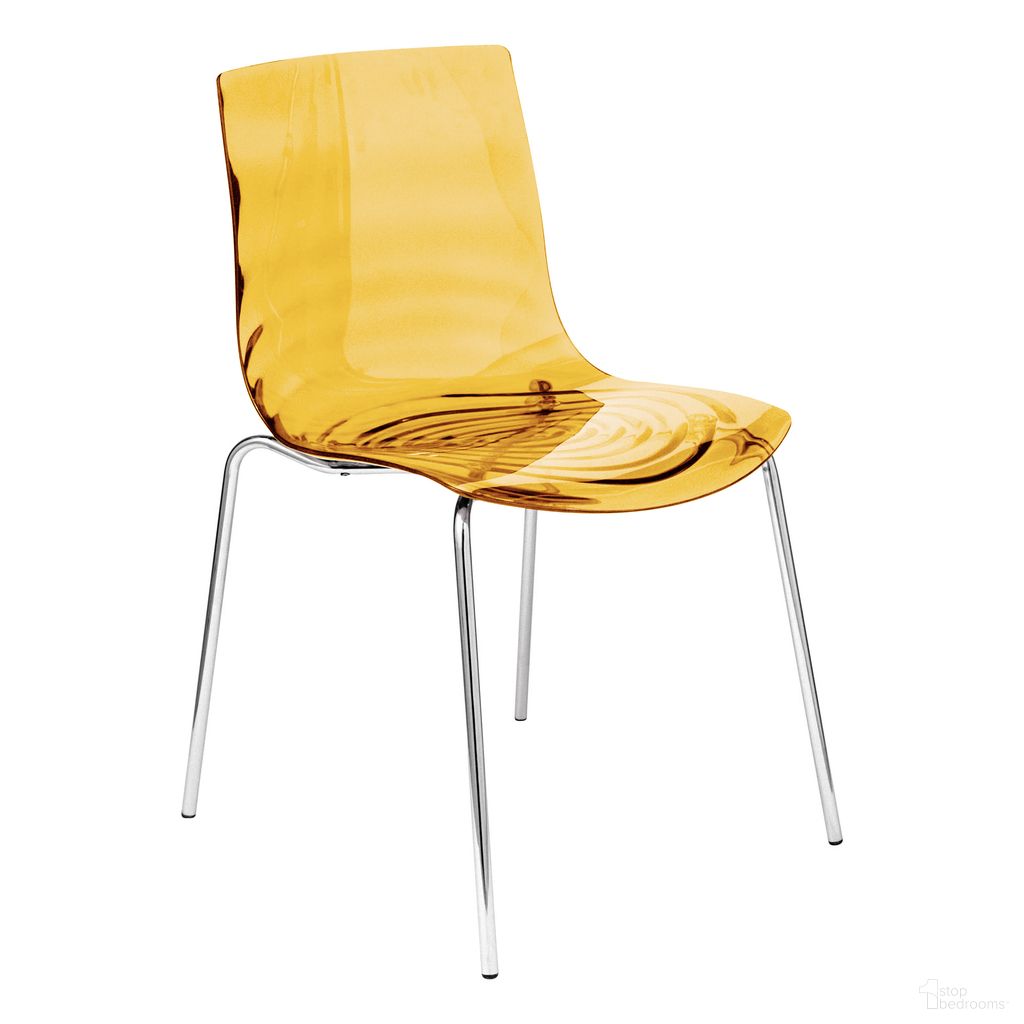 The appearance of Astor Water Ripple Design Dining Chair In Black Base and Orange Seat designed by LeisureMod in the modern / contemporary interior design. This orange piece of furniture  was selected by 1StopBedrooms from Astor Collection to add a touch of cosiness and style into your home. Sku: ACBL-20OR. Material: Plastic. Chair Type: Side Chair.
