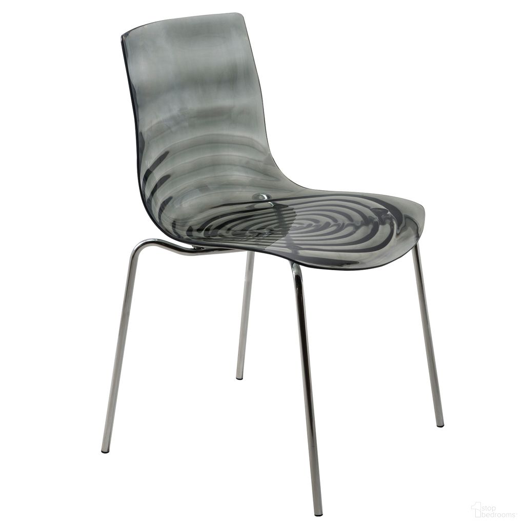 The appearance of Astor Water Ripple Design Dining Chair In Black Base and Transparent Black Seat designed by LeisureMod in the modern / contemporary interior design. This transparent black piece of furniture was selected by 1StopBedrooms from Astor Collection to add a touch of cosiness and style into your home. Sku: ACBL-20TBL. Material: Plastic. Chair Type: Side Chair.