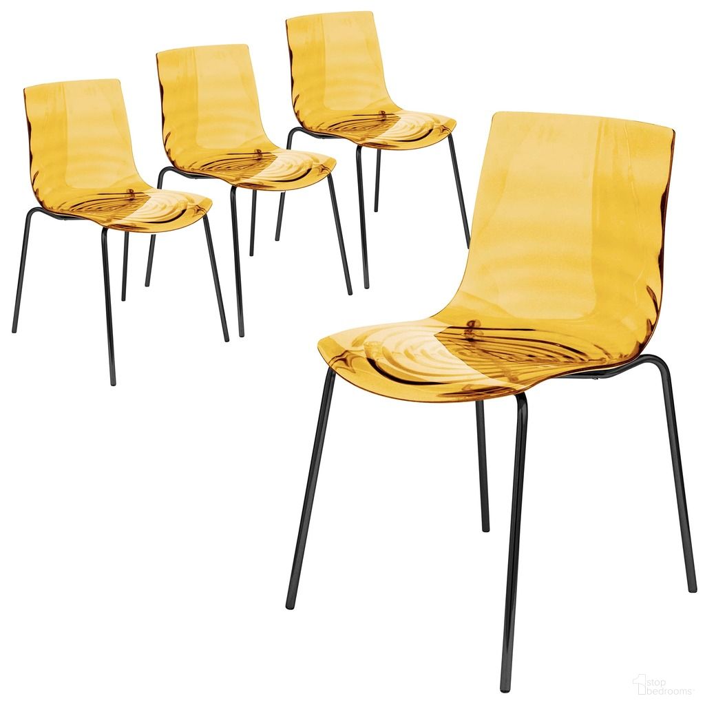 The appearance of Astor Water Ripple Design Dining Chair Set of 2 In Black Base and Orange Seat designed by LeisureMod in the modern / contemporary interior design. This orange piece of furniture was selected by 1StopBedrooms from Astor Collection to add a touch of cosiness and style into your home. Sku: ACBL-20OR2. Material: Plastic. Chair Type: Side Chair.